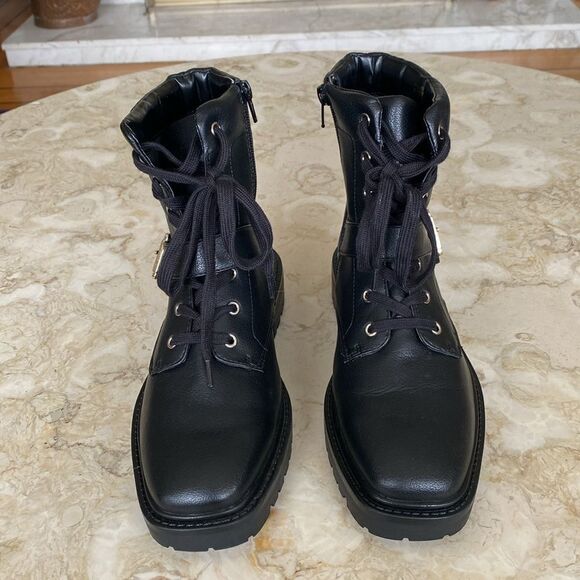 Kelly & Katie Vegan Leather Chunky Motorcycle Buckle Boots - Picture 3 of 16